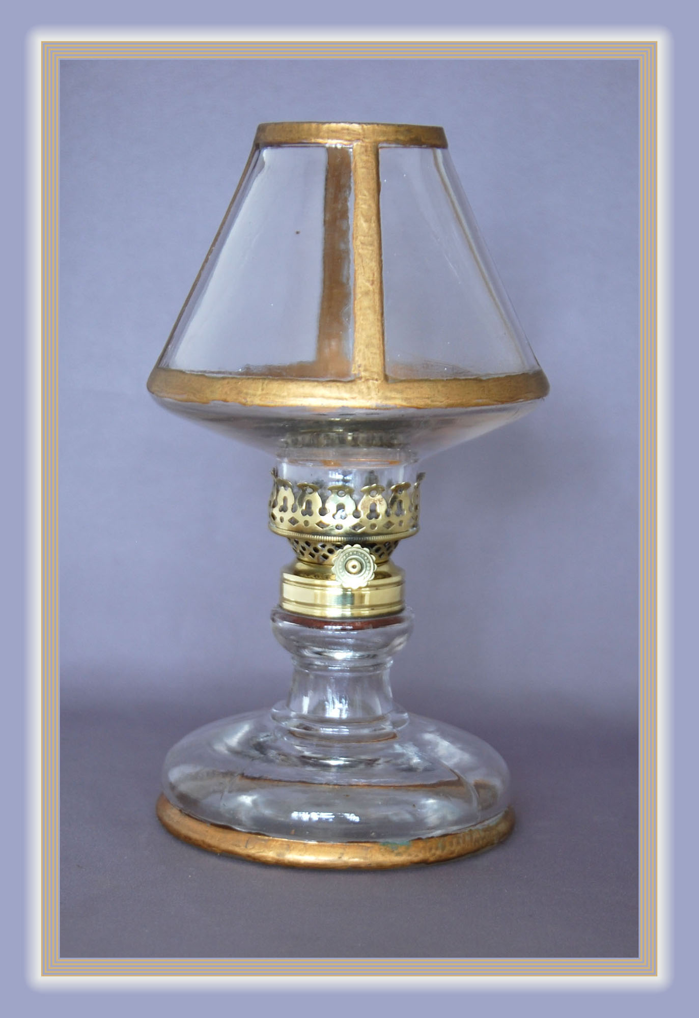 SCARCE Antique Crystal Miniature Oil Lamp with Gold Trim, S2232 eBay